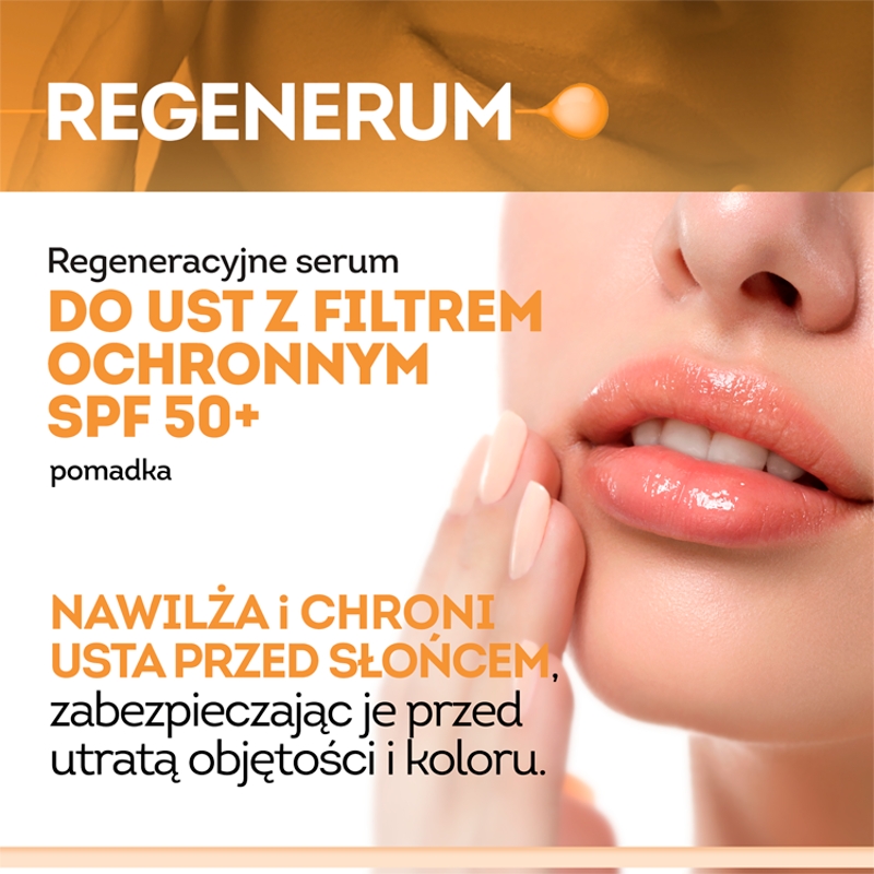 Regenerum Regeneracyjne Serum, Pomadka do ust z filtrem ochronnym SPF 50+, 5 g