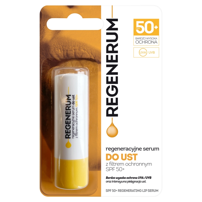 Regenerum Regeneracyjne Serum, Pomadka do ust z filtrem ochronnym SPF 50+, 5 g