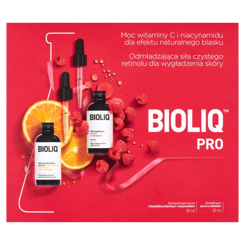BIOLIQ PRO, serum z witaminą C i niacynamidem, 20 ml + serum z retinolem, 20 ml