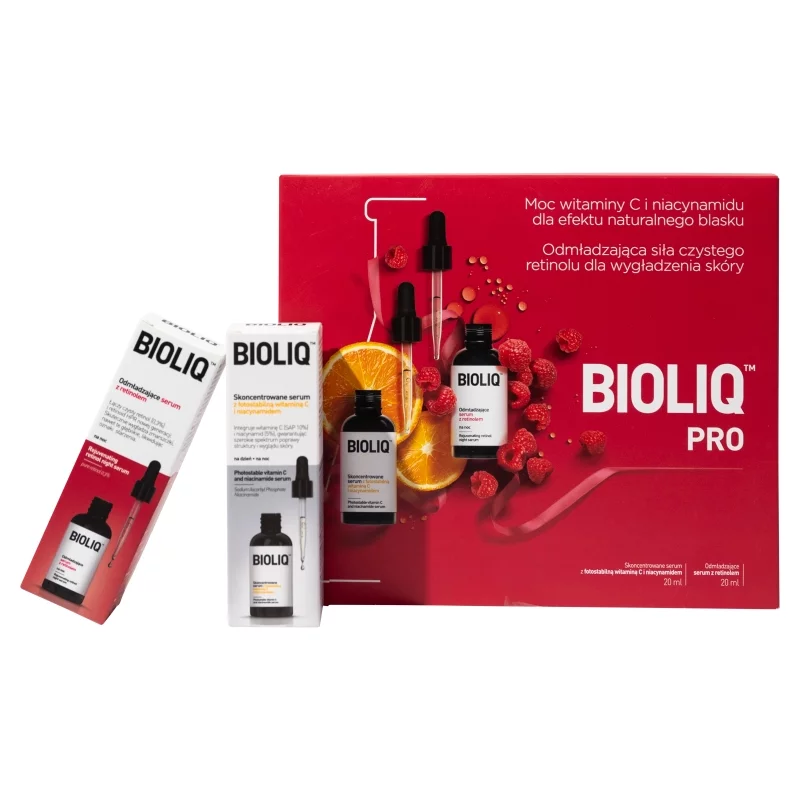 BIOLIQ PRO, serum z witaminą C i niacynamidem, 20 ml + serum z retinolem, 20 ml