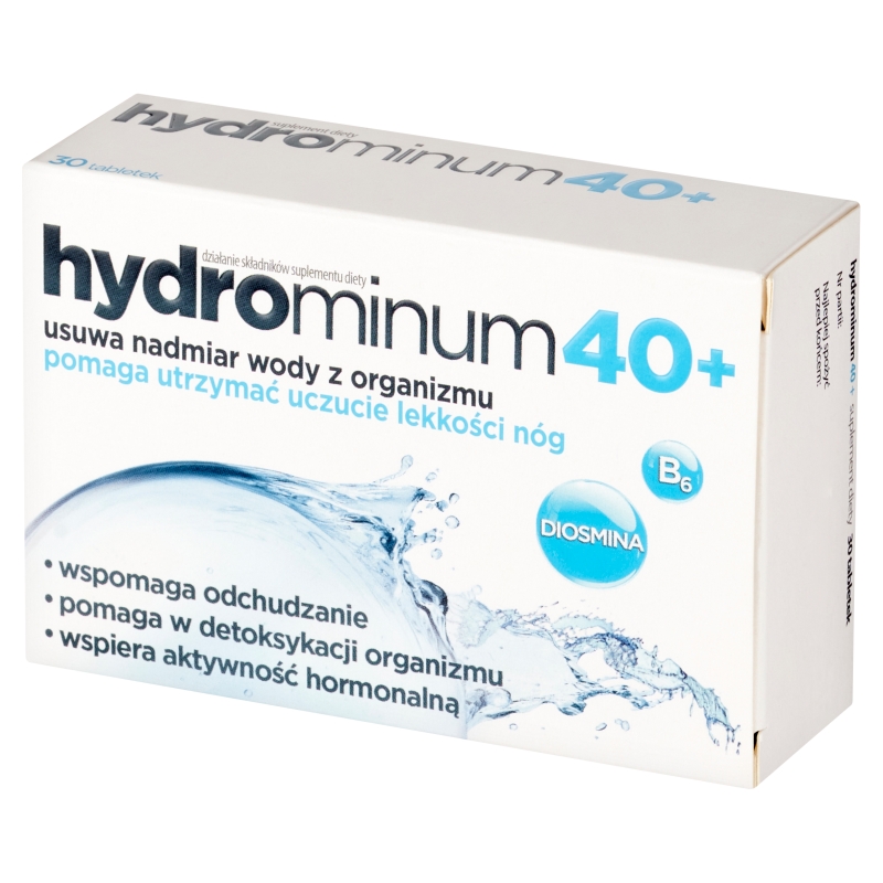 Hydrominum 40+, tabletki ze składnikami wspierającymi naturalne usuwanie toksyn z organizmu, 30 szt.
