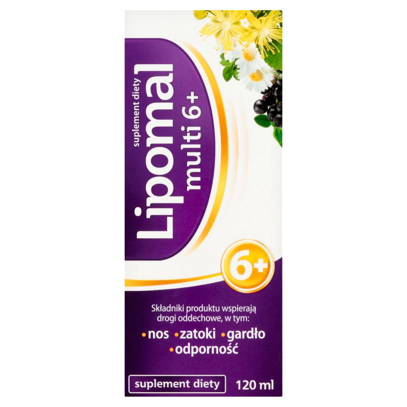Lipomal Multi 6+, syrop ze składnikami wspomagającymi odporność, 6+, 120 ml