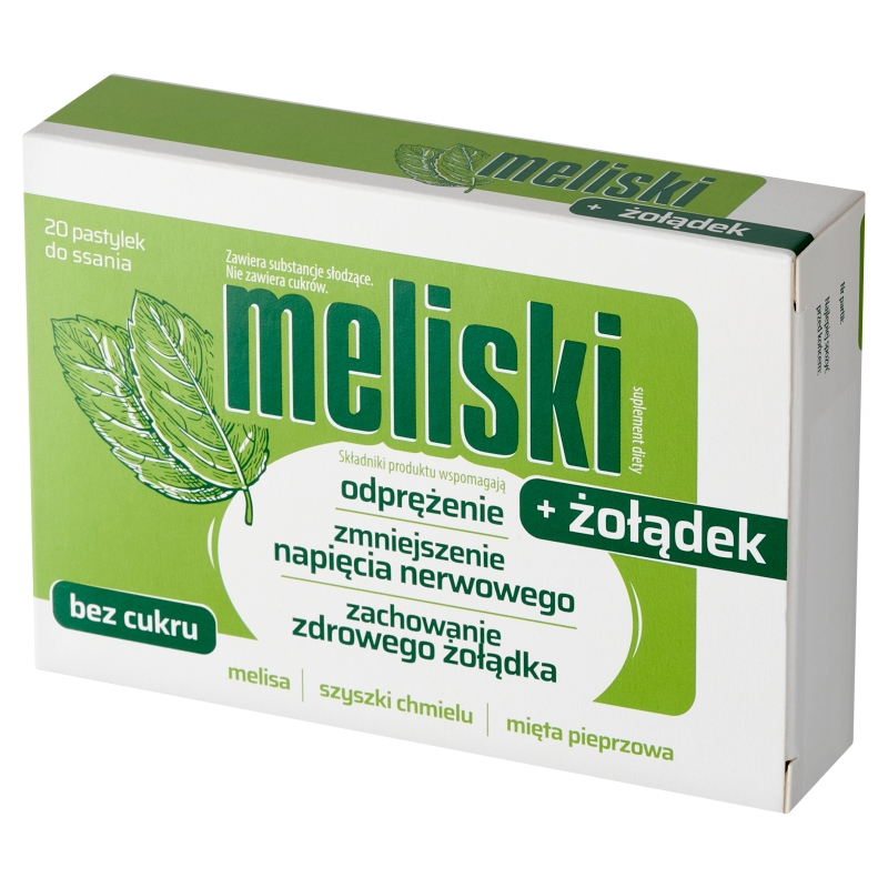 Meliski + Żołądek, pastylki do ssania ze składnikami wspomagającymi redukcje stresu i żołądek, 20 szt.