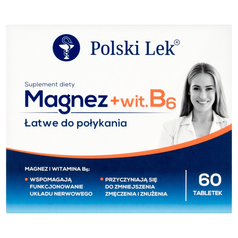 Magnez + Vit. B6 tabletki uzupełniające niedobory witamin i minerałów, 60 szt.