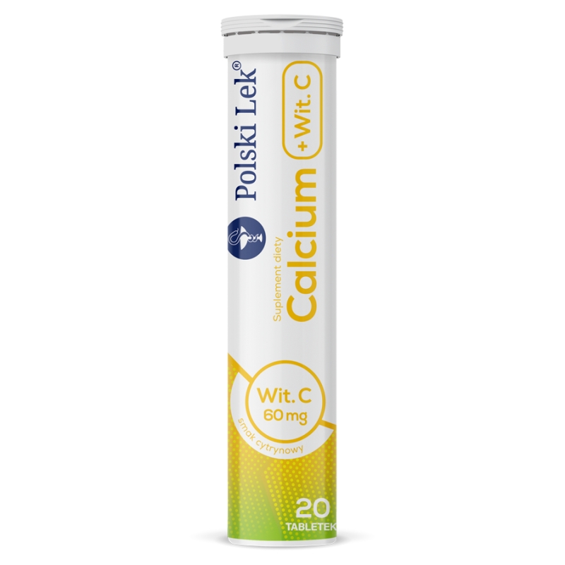 Calcium + witamina C tabletki musujące z wapniem o smaku cytrynowym, 20 szt. 