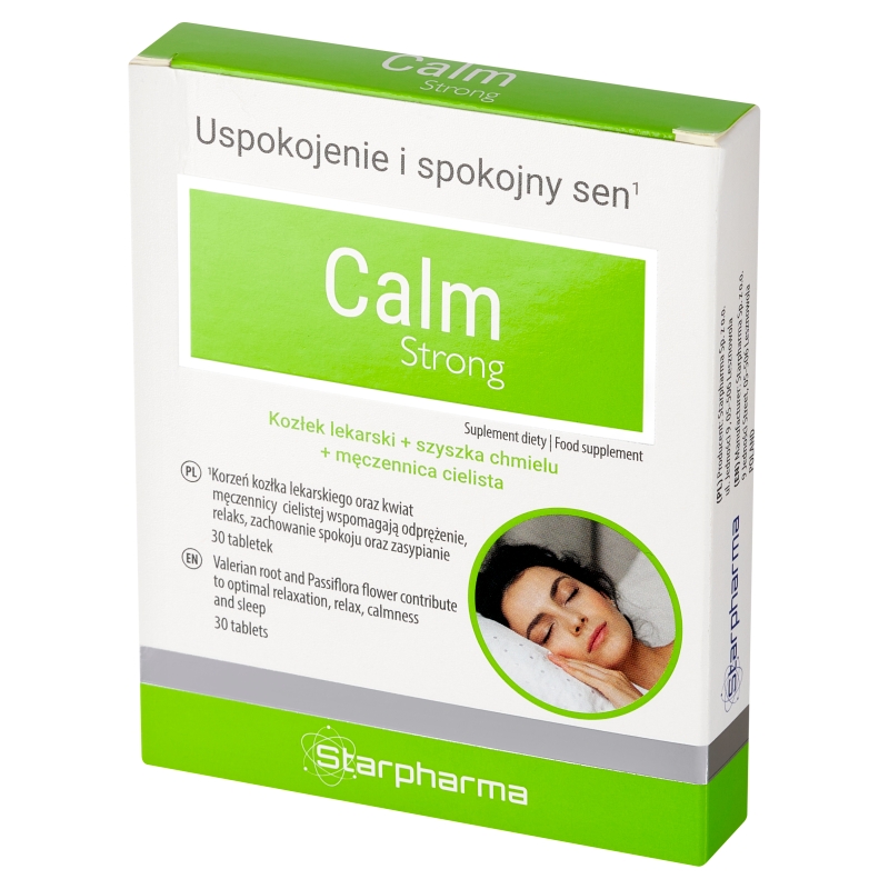 Calm Strong , tabletki ze składnikami wspomagającymi uspokojenie i spokojny sen, 30 szt.