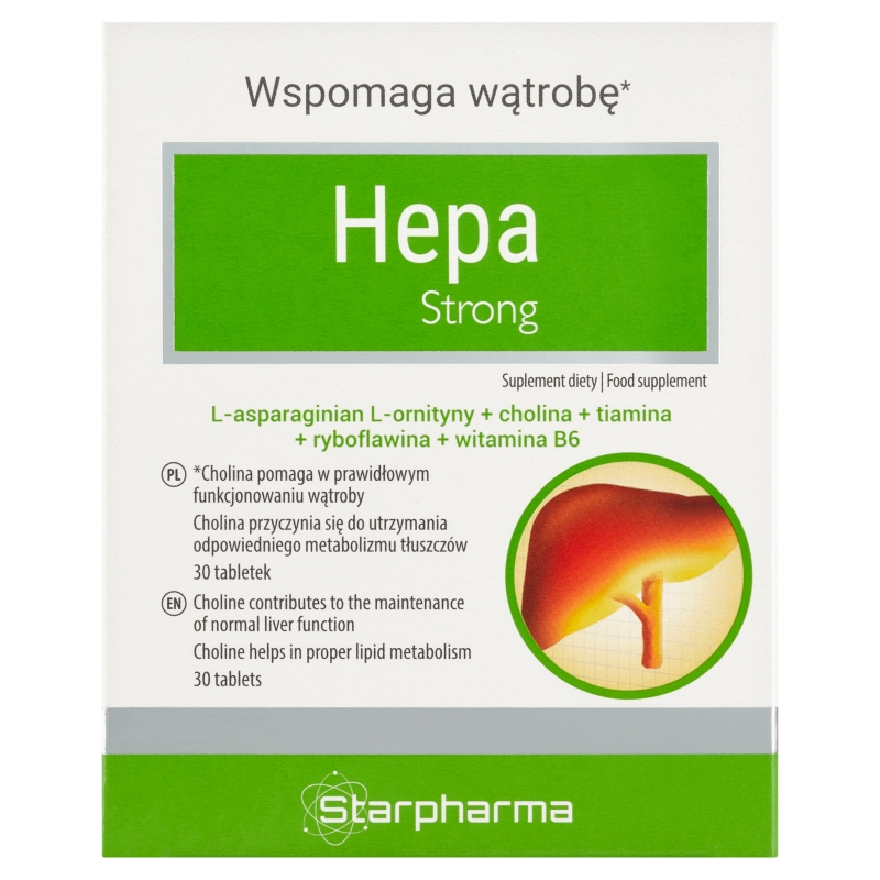 Hepa Strong, tabletki ze składnikami wspomagającymi prawidłowe funkcjonowanie wątroby, 30 szt.