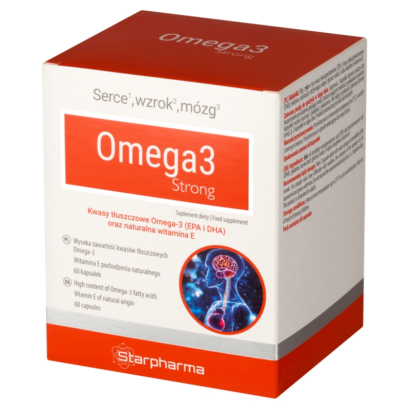 Omega3 Strong , kapsułki z kwasami omega 3 i witaminą E, 60 szt.