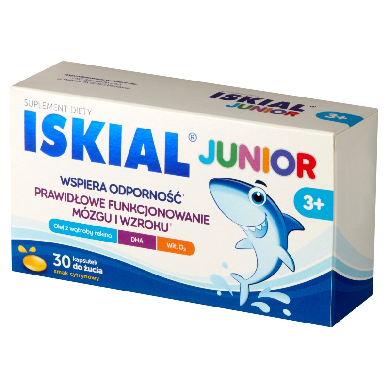 Iskial Junior, kapsułki do żucia o smaku cytrynowym, 30 szt. KRÓTKA DATA 25.09.2024