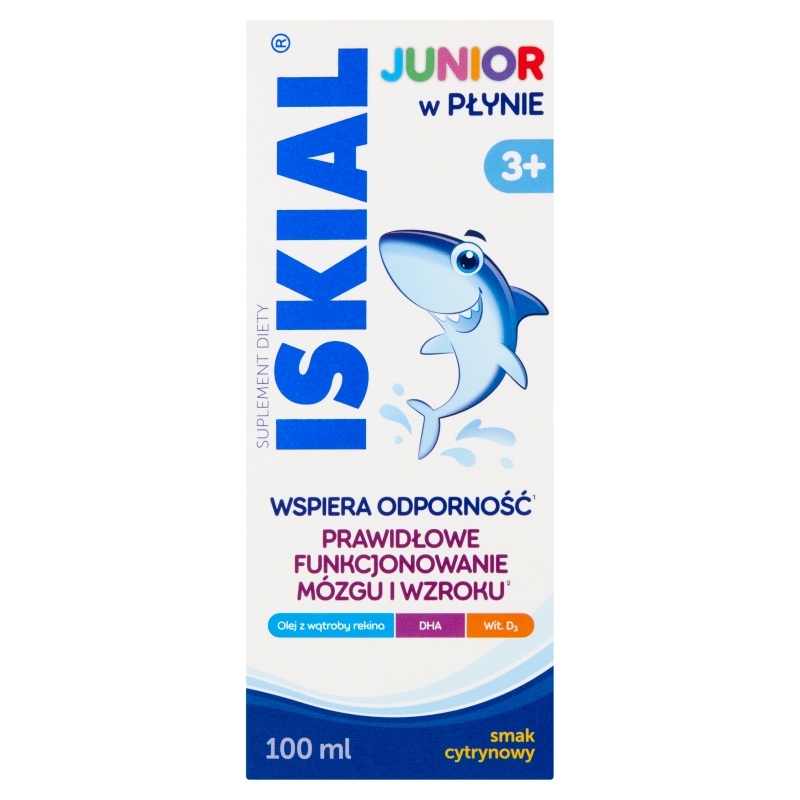 Iskial Junior, płyn z olejem z wątroby rekina i witaminą D3 dla dzieci, 100 ml