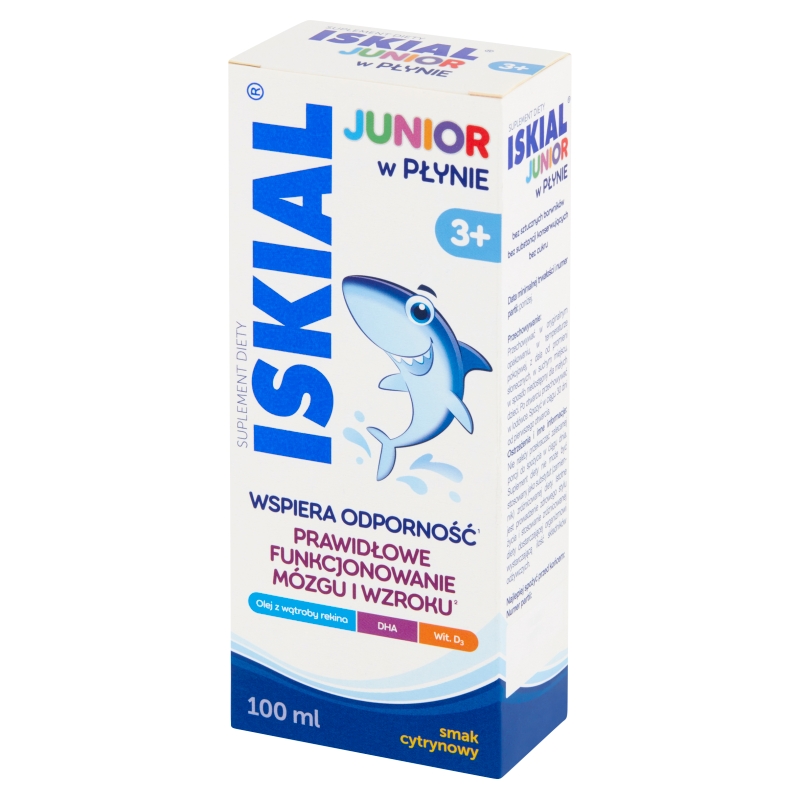 Iskial Junior, płyn z olejem z wątroby rekina i witaminą D3 dla dzieci, 100 ml