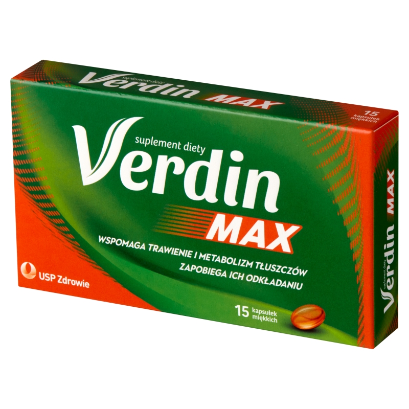 Verdin MAX, kapsułki ze składnikami wspierającymi trawienie i metabolizm kwasów tłuszczowych, 15 szt.