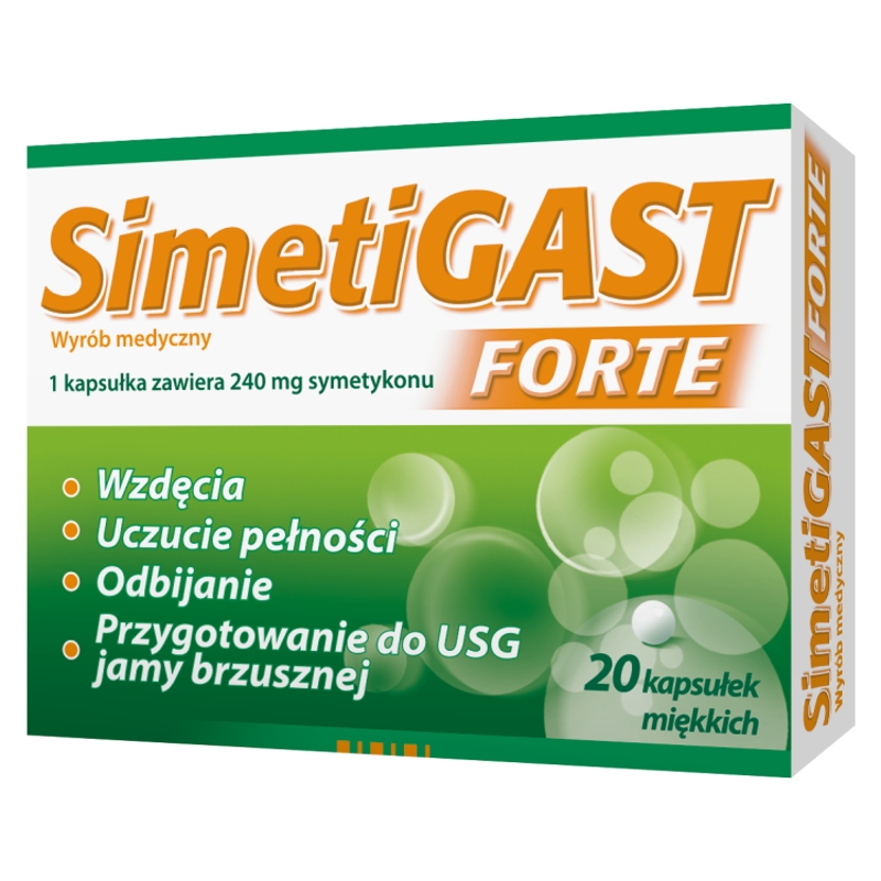 Simetigast Forte, kapsułki na wzdęcia, uczucie pełności, odbijanie, 20 szt.