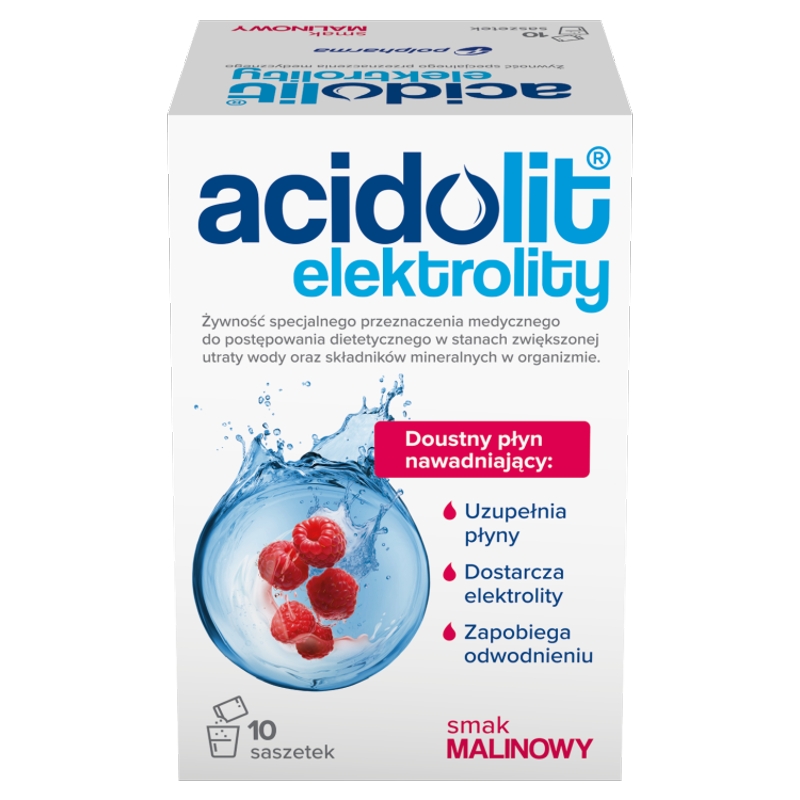 Acidolit, o smaku malinowym dla dzieci, 10 sasz.