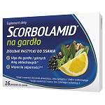 Scorbolamid Na Gardło tabletki do ssania ze składnikami łagodzącymi objawy podrażnienia gardła, 16 szt.