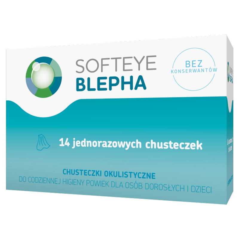 SoftEye Blepha, chusteczki okulistyczne, jednorazowe do higieny powiek, 14 szt.