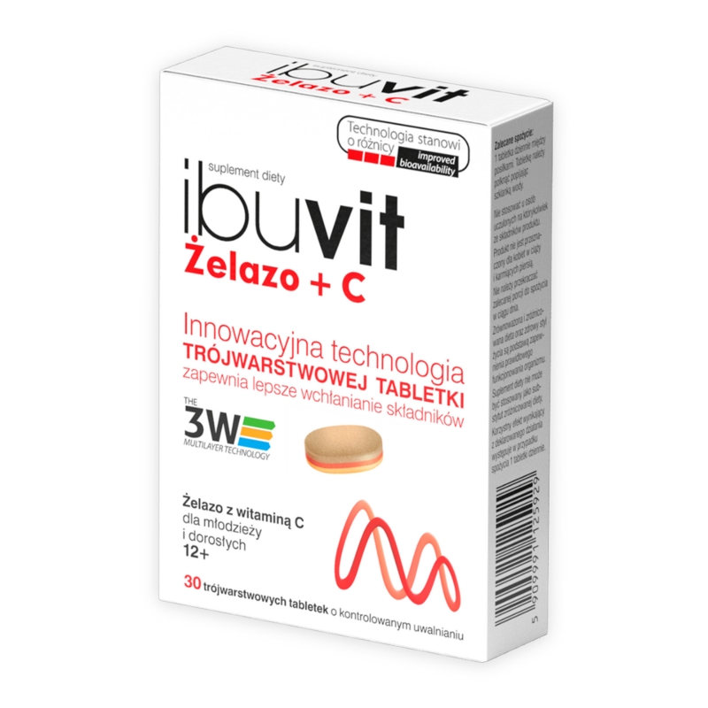 Ibuvit Żelazo + C , tabletki z witaminą C i żelazem, 30 szt. KRÓTKA DATAT 30.06.2025