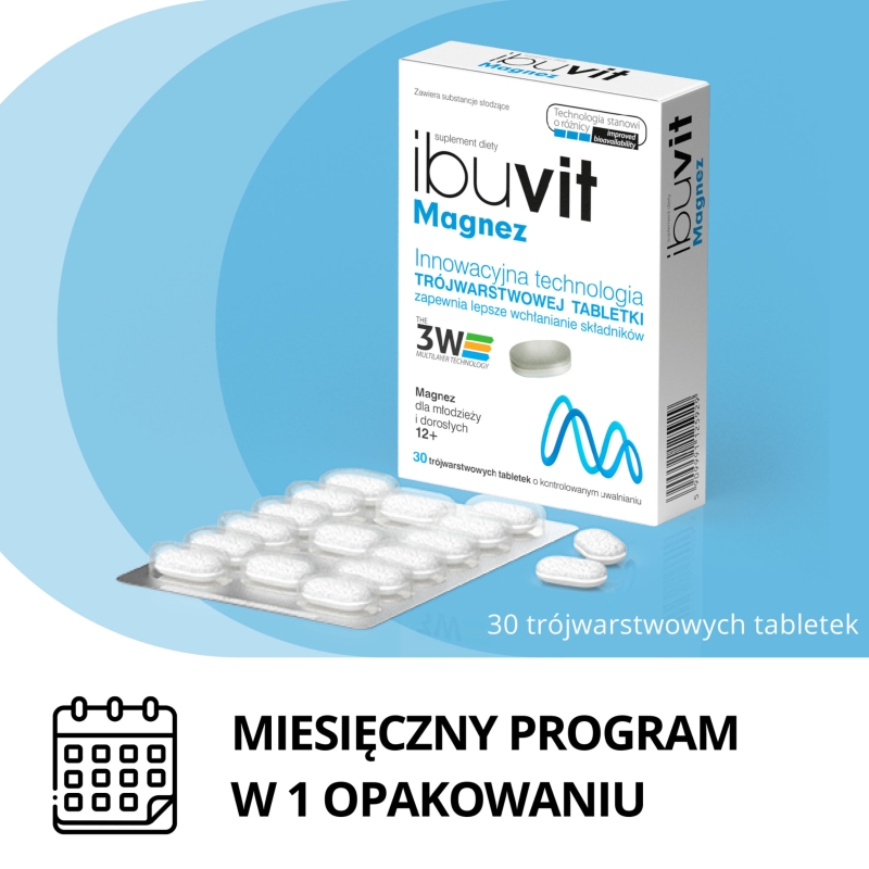 Ibuvit Magnez, tabletki z magnezem dla młodzieży i dorosłych, 30 szt.