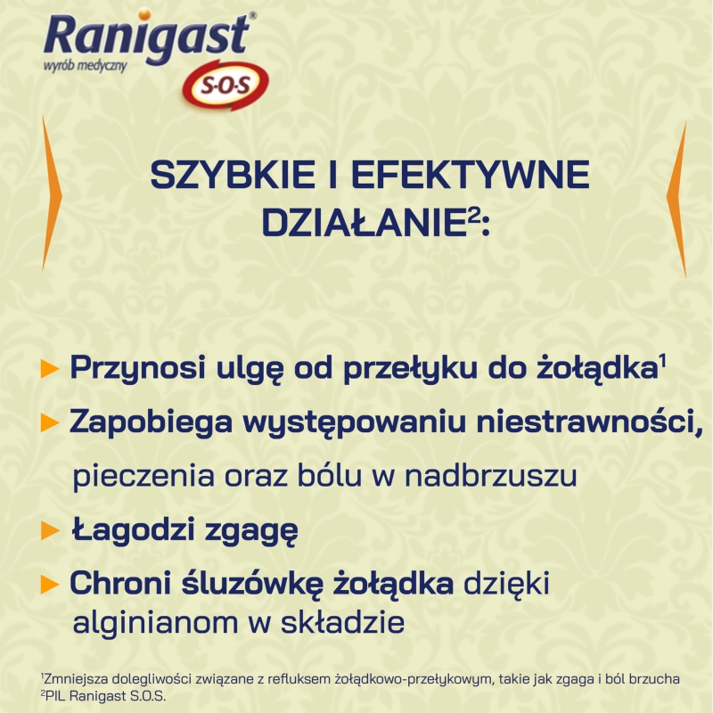 Ranigast S-O-S, tabletki do ssania na zgagę, nadkwasowość, 24 szt.