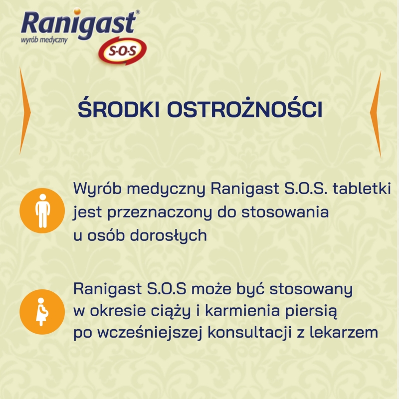 Ranigast S-O-S, tabletki do ssania na zgagę, nadkwasowość, 24 szt.