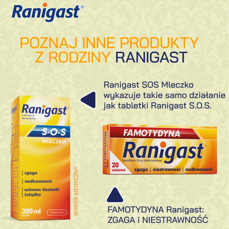 Ranigast S-O-S, tabletki do ssania na zgagę, nadkwasowość, 24 szt.