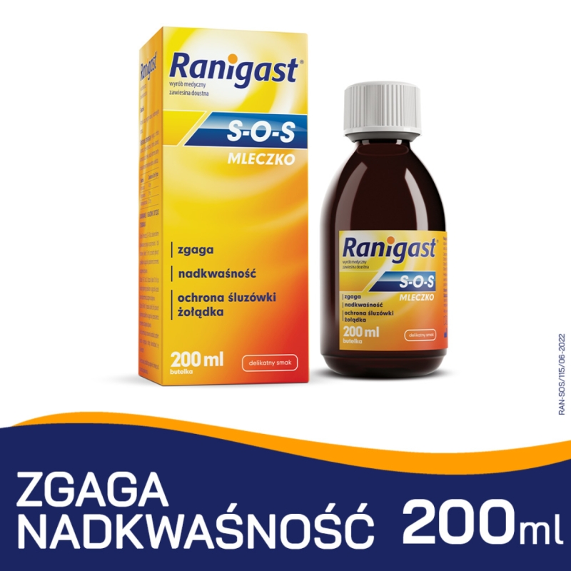 Ranigast S-O-S, mleczko na zgagę, 200 ml