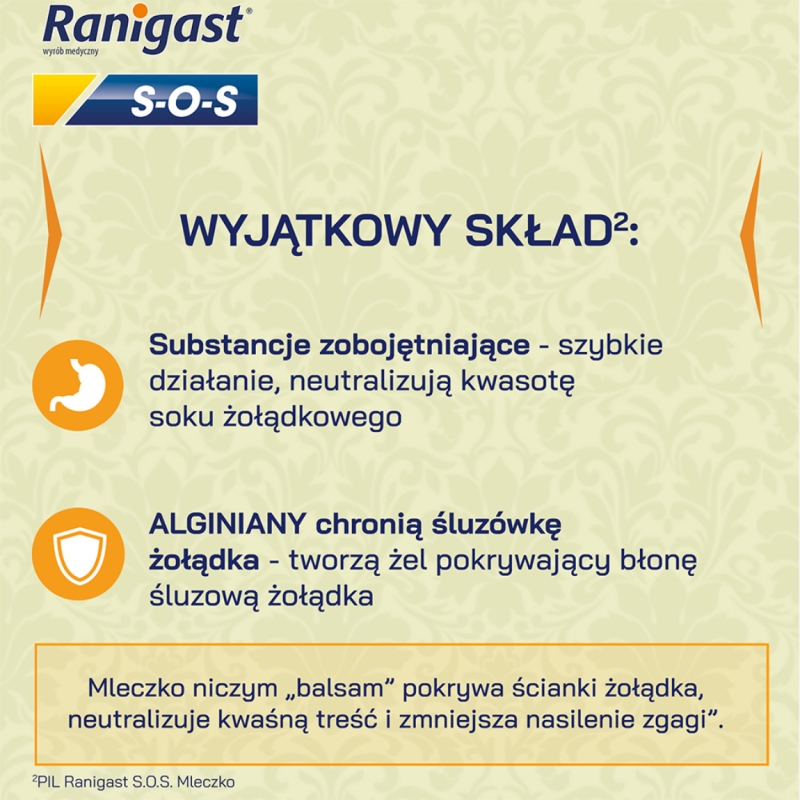 Ranigast S-O-S, mleczko na zgagę, 200 ml