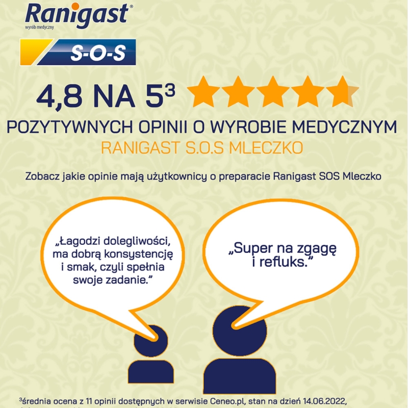 Ranigast S-O-S, mleczko na zgagę, 200 ml