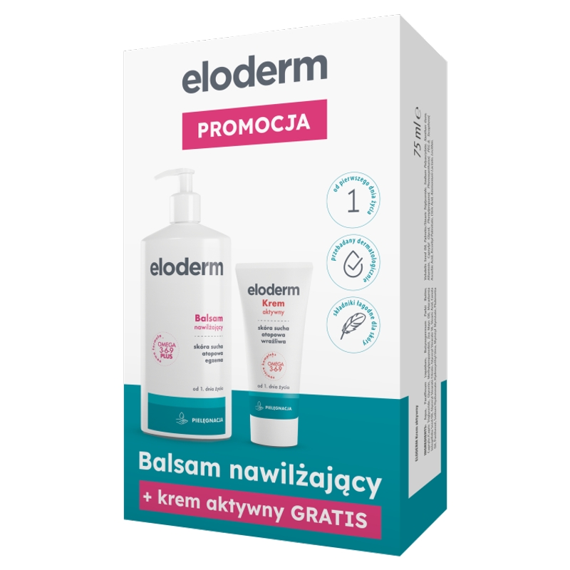 ELODERM, zestaw: balsam nawilżający + krem aktywny,  1 szt.