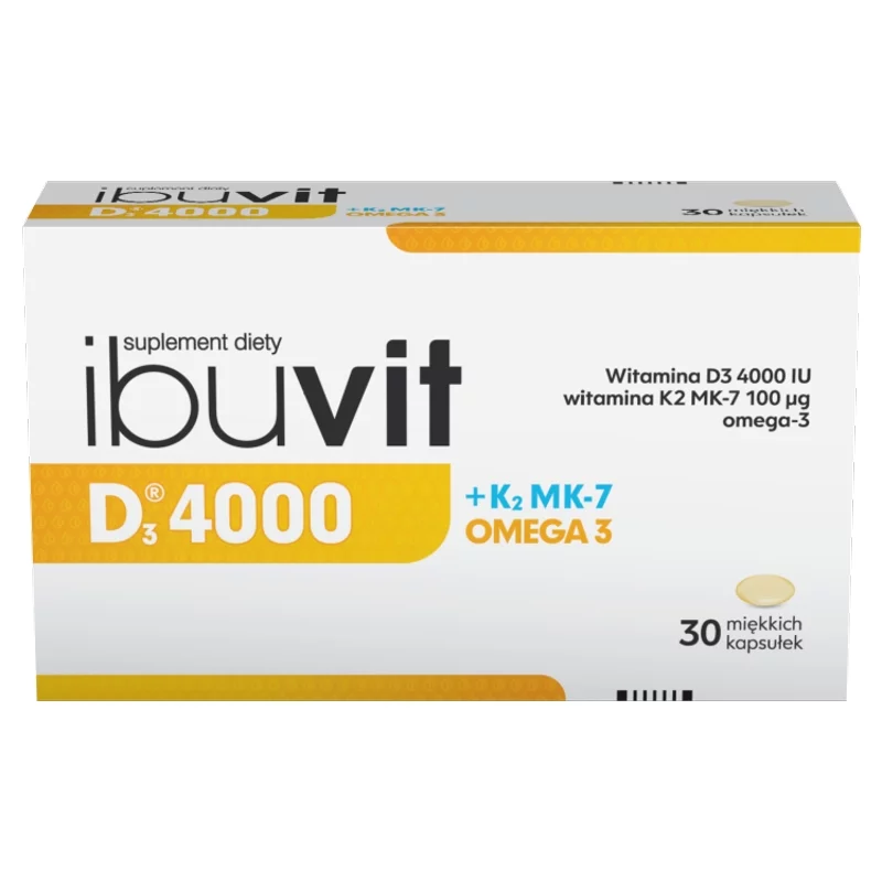 Ibuvit D3 4000 + K2 MK7 Omega 3, kapsułki ze składnikami wzmacniającymi odporność, 30 szt.