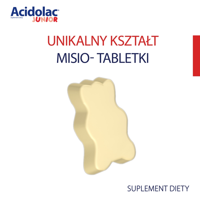 Acidolac Junior, tabletki  o smaku truskawkowym ze składnikami wspierającymi odporność u dzieci, 20 szt.