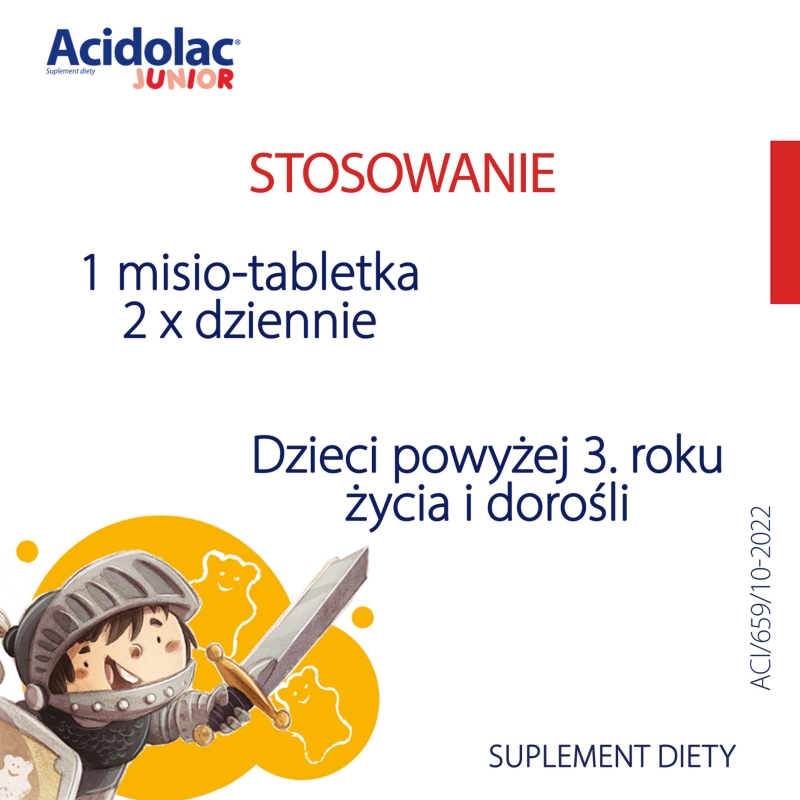 Acidolac Junior, tabletki  o smaku truskawkowym ze składnikami wspierającymi odporność u dzieci, 20 szt.