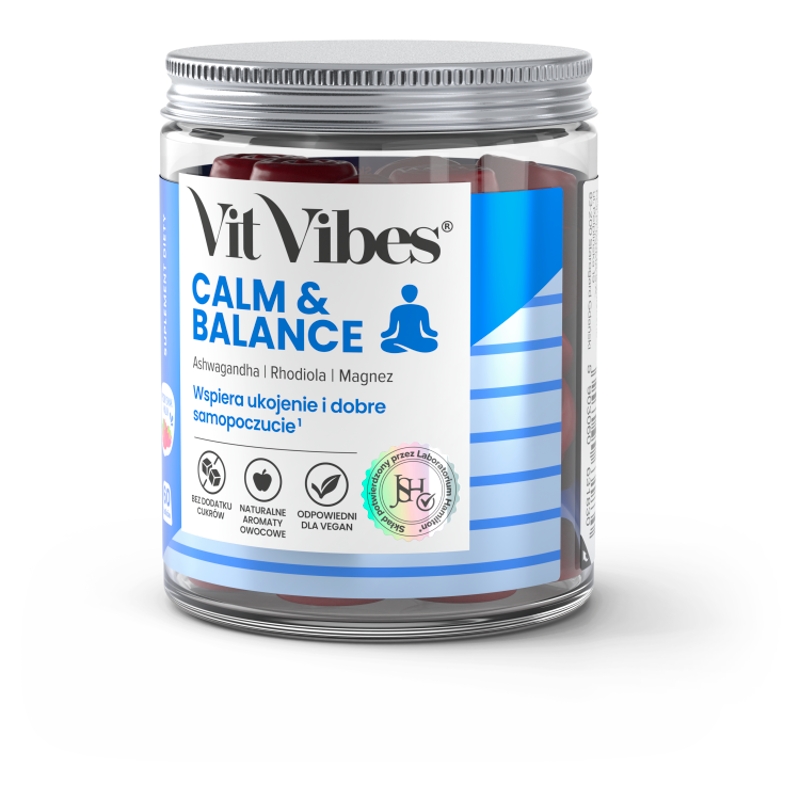 Vit Vibes Calm & Balance żelki o smaku malinowym, 60 szt.