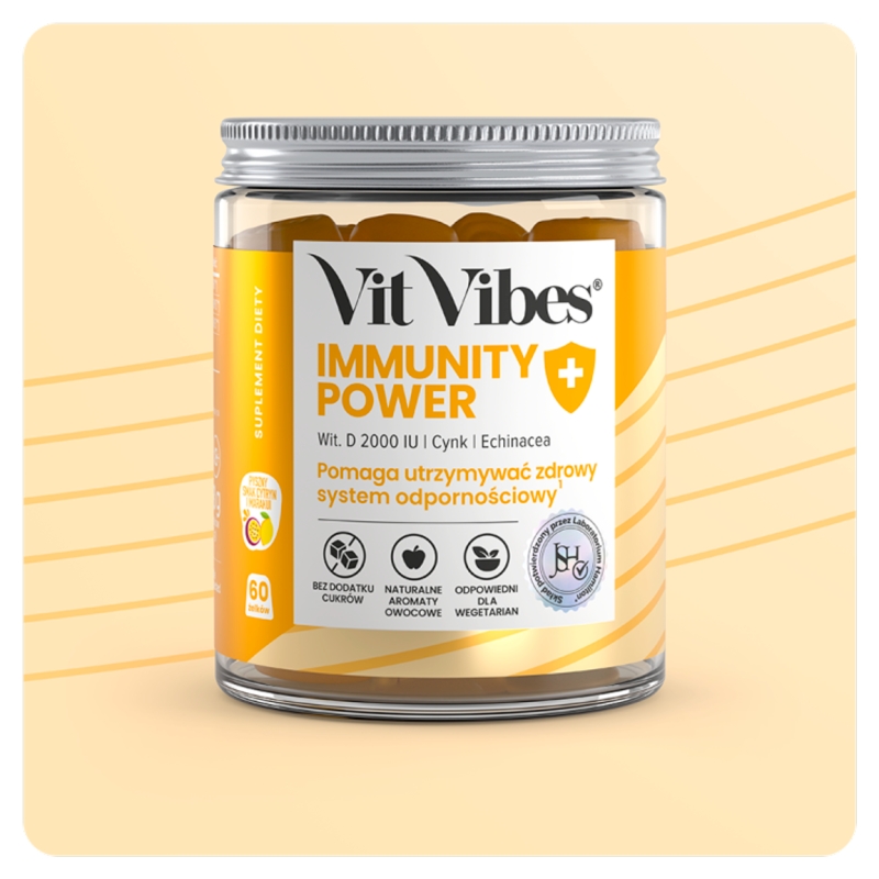 Vit Vibes Immunity Power, żelki o smaku marakui i cytryn, 60 szt.