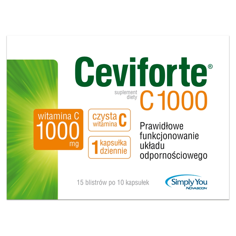 Ceviforte C 1000, kapsułki ze składnikami uzupełniającymi codzienną dietę w witaminę C, 10 szt.