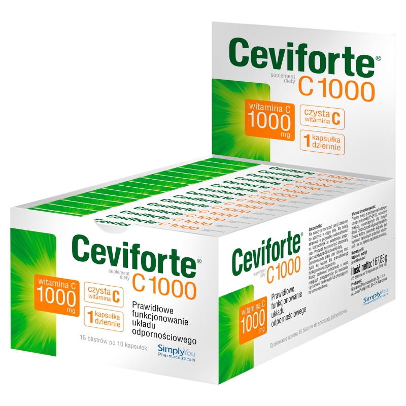 Ceviforte C 1000 kapsułki ze składnikami uzupełniającymi codzienną dietę w witaminę C, 10 szt.
