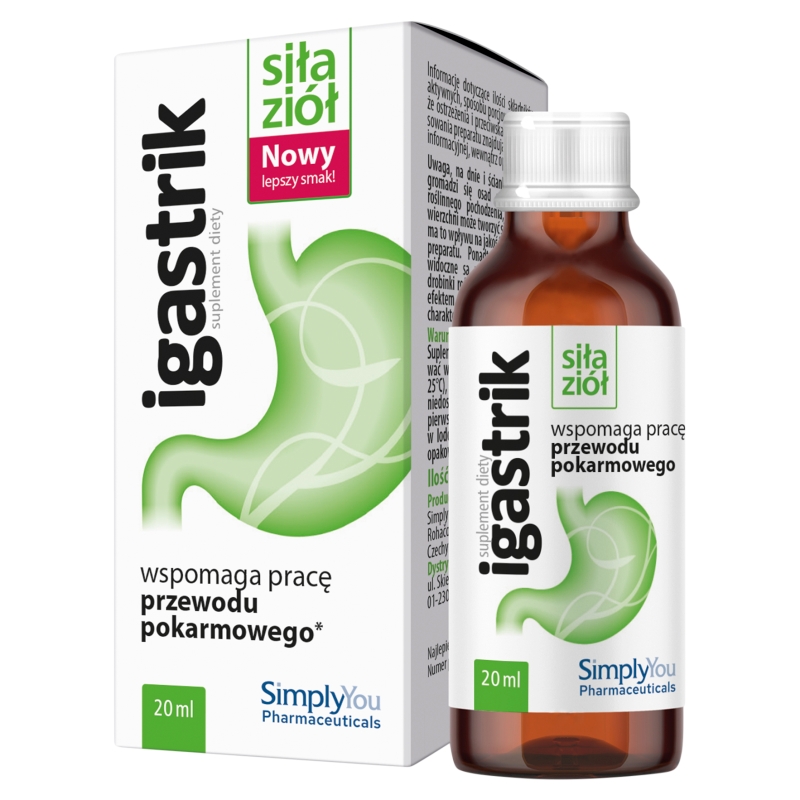 Igastrik , ziołowy preparat ze składnikami wspomagającymi pracę układu pokarmowego, 20 ml