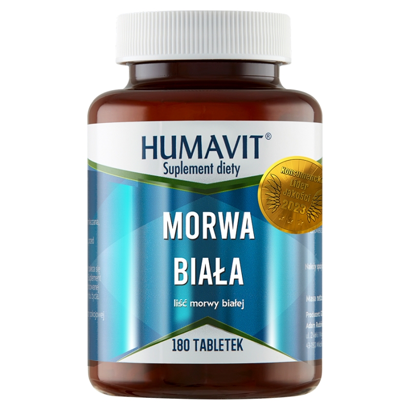 Humavit Morwa Biała, ze składnikami pomagającymi utrzymać prawidłowy poziom cukru we krwi, 180 szt.