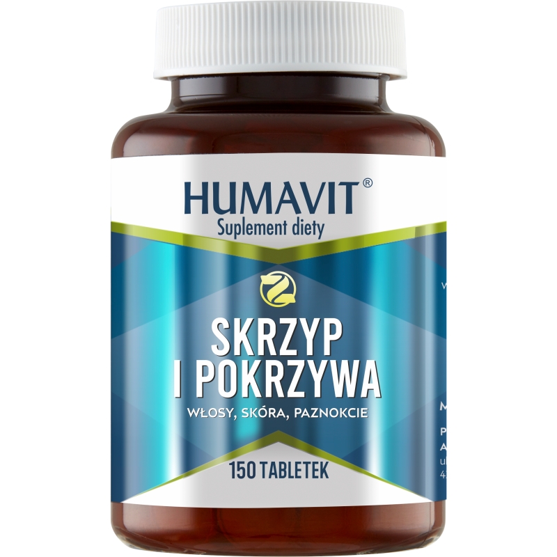 Humavit Skrzyp i Pokrzywa, tabletki z ekstraktem ze skrzypu polnego i pokrzywy, drożdże piwowarskie, 150 szt.