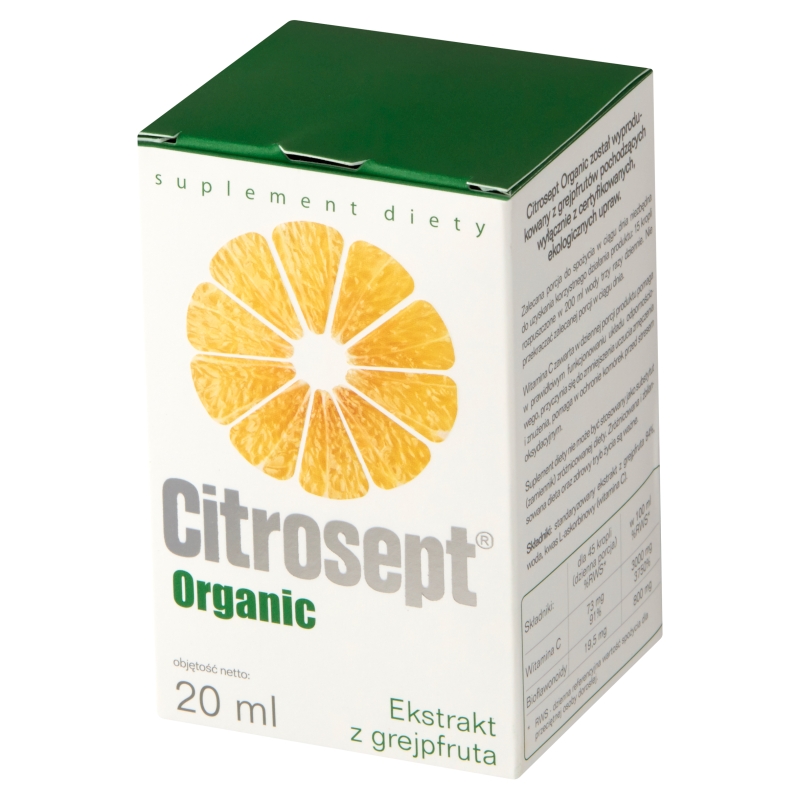Citrosept Organic, krople z ekstraktem z grejfruta, 20 ml