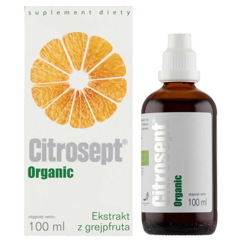 Citrosept Organic, krople ze składnikami wspierającymi w przeziębieniu z ekstraktem z grejpfruta, 100 ml