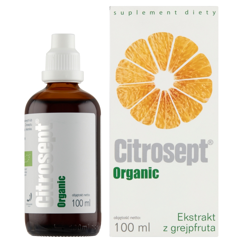 Citrosept Organic, krople ze składnikami wspierającymi w przeziębieniu z ekstraktem z grejpfruta, 100 ml