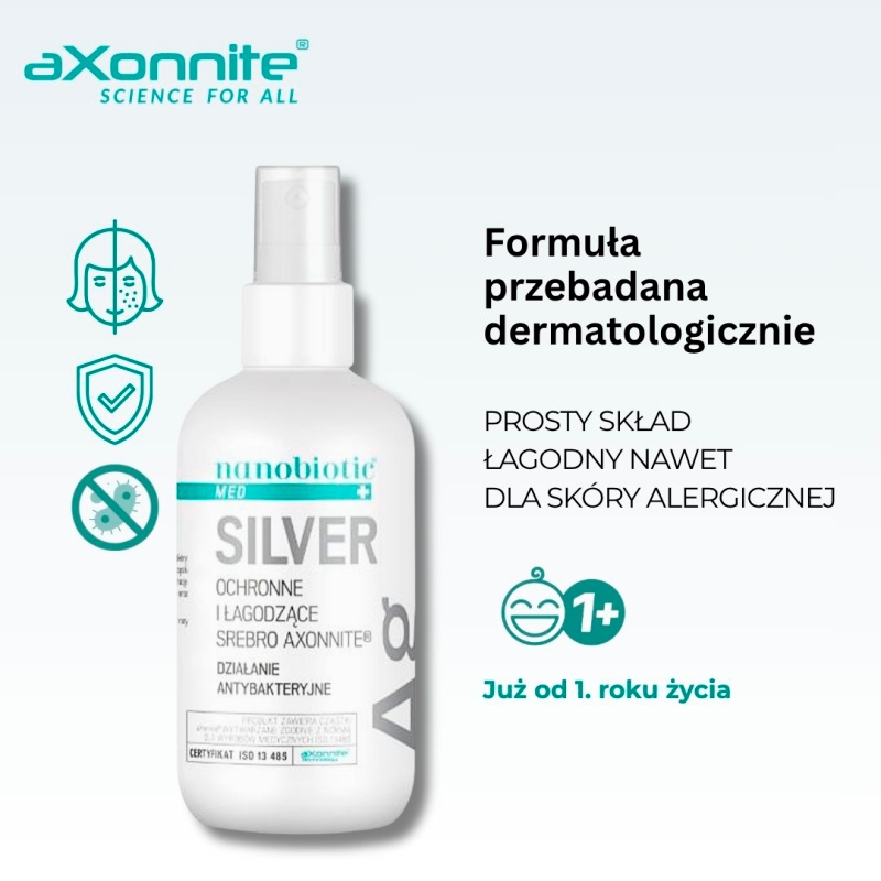 Nanobiotic Silver, spray o działaniu antybakteryjnym na skórę i błony śluzowe, 150 ml