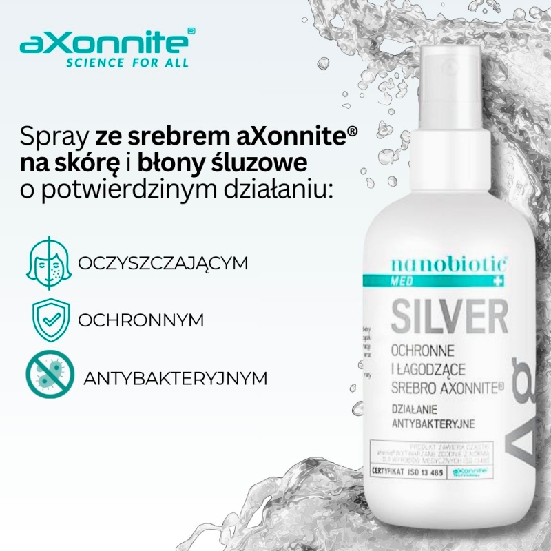 Nanobiotic Silver, spray o działaniu antybakteryjnym na skórę i błony śluzowe, 150 ml