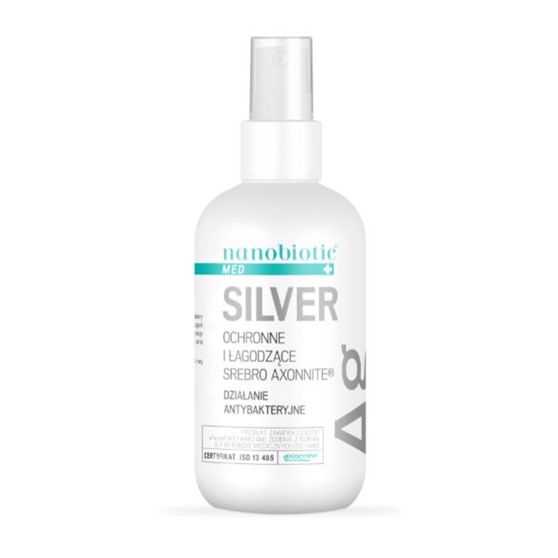 Nanobiotic Silver spray o działaniu antybakteryjnym na skórę i błony śluzowe, 150 ml