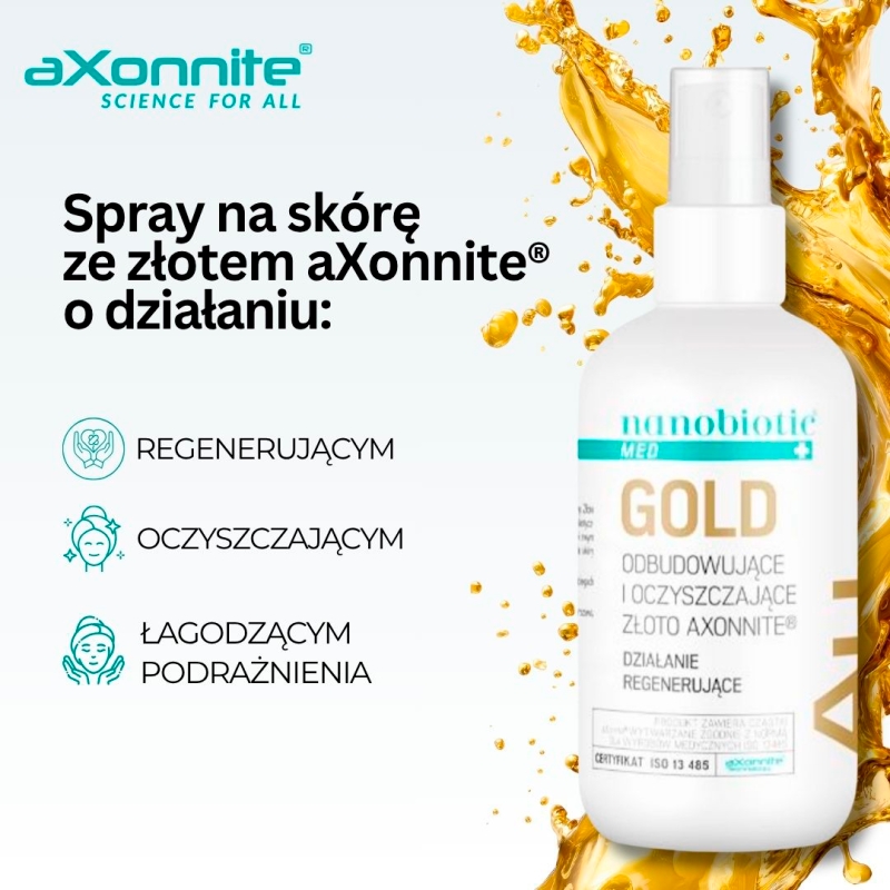 Nanobiotic Gold, spray o działaniu regenerującym, 150 ml
