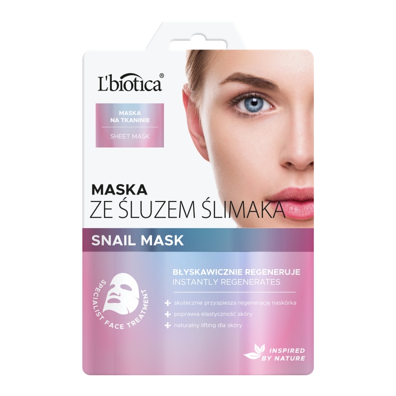 L'biotica, maska regenerująca za śluzem ślimaka, 1 szt., 23 ml