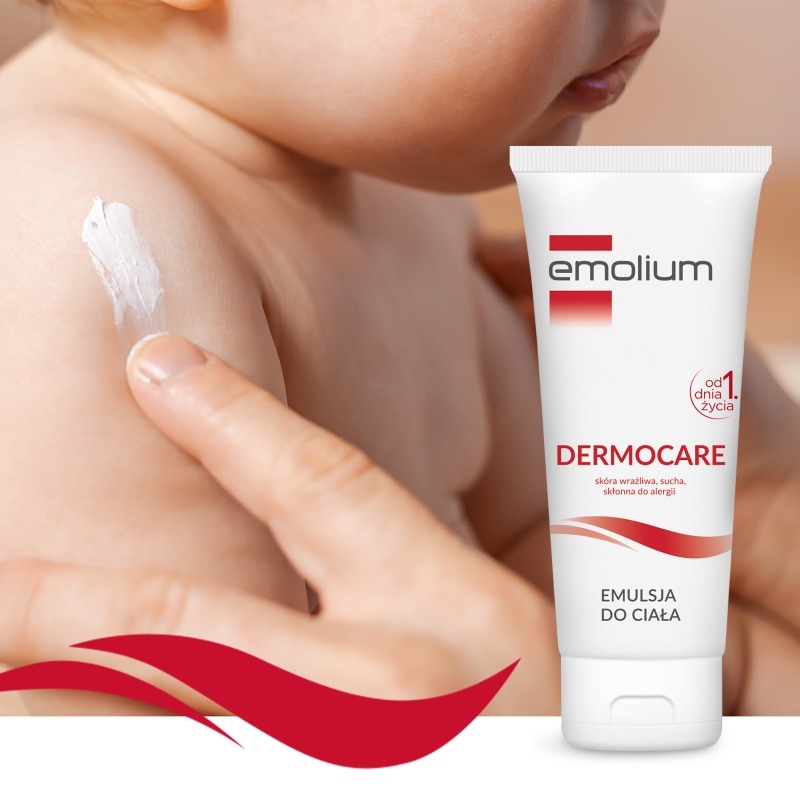 Emolium Dermocare, emulsja do ciała do skóry suchej, wrażliwej i skłonnej do alergii, 200 ml
