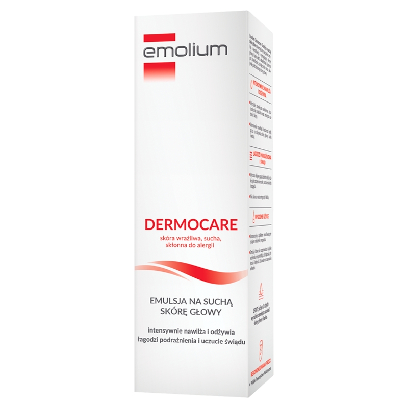 Emolium Dermocare, emulsja na suchą, wrażliwą, skłonną do alergii skórę głowy, 100 ml