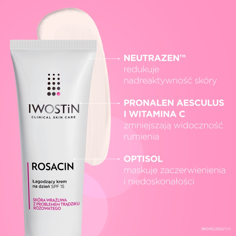 Iwostin Rosacin, krem na dzień do cery z problemem trądziku różowatego, SPF 15, 40 ml